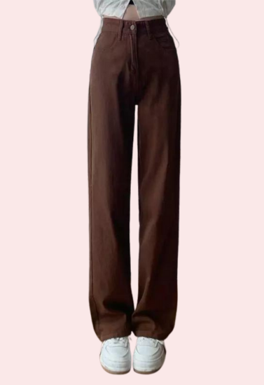 Women’s Brown High Rise Wide Leg Loose Denim Jeans