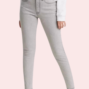High Rise Skinny Jeans in Gray with Low Stretch