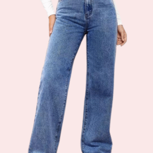 High Waisted Washed Straight Leg Jeans for Women