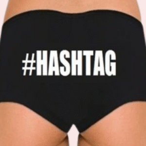 Customize Black Hashtag Cotton Boyshort Panty