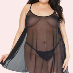 Plus Size Sheer Black Chemise