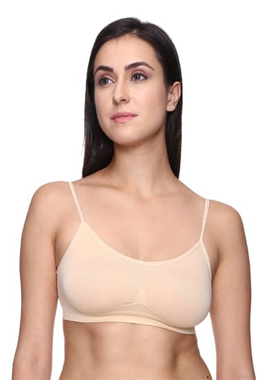 “Comfort” Beige Thin Straps Sports Bra