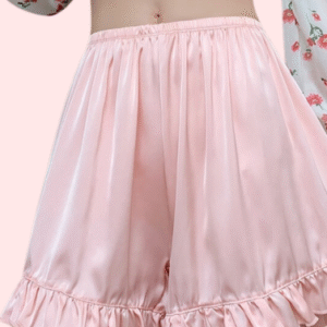 Women Ruffles Satin Faux Silk French Underwear