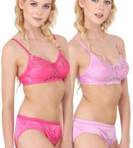 Women Pink Eye-Catcher Bra Panty Sets Pack Of 2