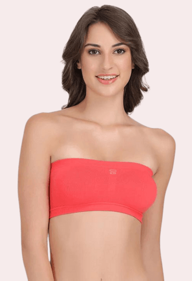 Sexy coral red tube bandeau bra top for her