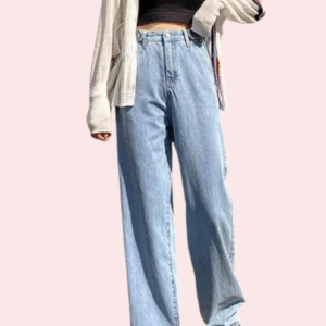 Women's Stylish High Waist Wide Leg Straight Jeans