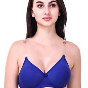 Blue Transparent Strap Bra