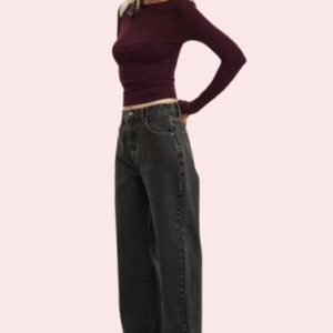 Women's Loose Straight Jeans in Smokey Black Denim