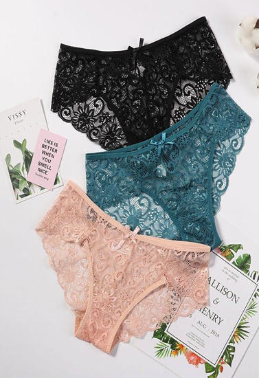 Women’s Floral Bow Lace Panties Pack (Of 3)