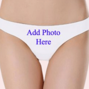 Custom Photo- White Low Waist Cotton Thong Panty