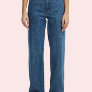 Smokey Blue Denim Loose Fit Straight Jeans for Women