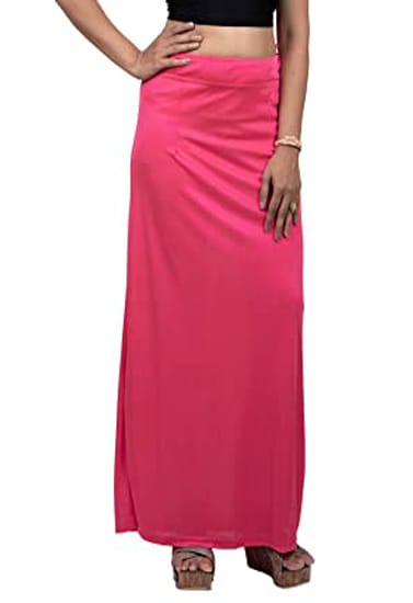 Ladies Glossy silk saree’s Pink Petticoat