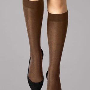 3 Pairs Gentle Brown Sheer Toe Knee High Stockings