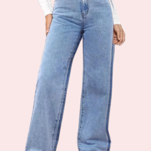 Women's Fashionable Washed High Waist Straight Jeans