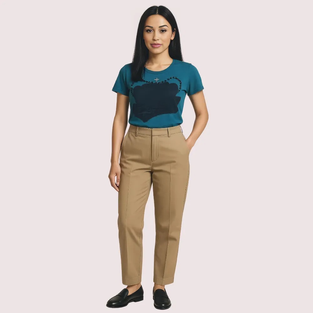 Teal crown graphic crew neck tee