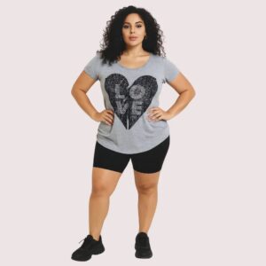 Heather Grey "LOVE" Heart Graphic Tee