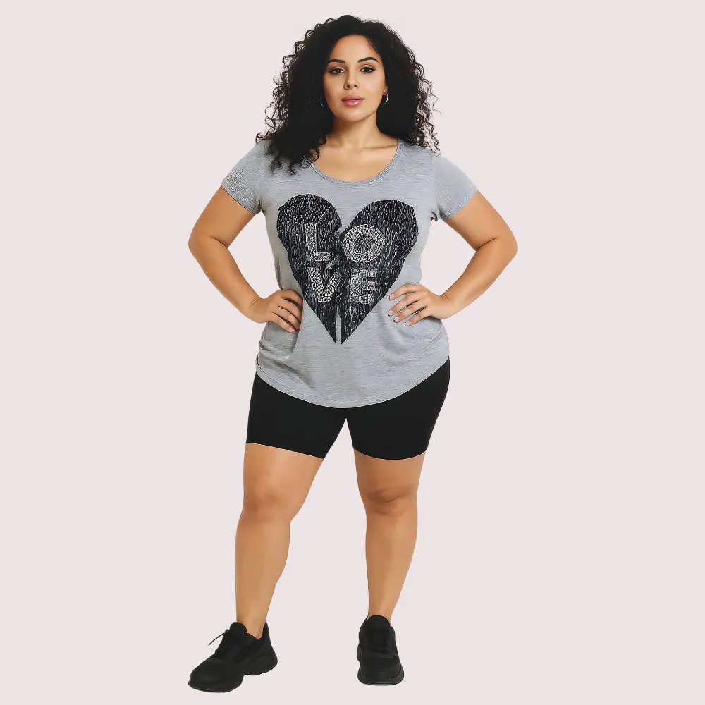 Heather Grey “LOVE” Heart Graphic Tee